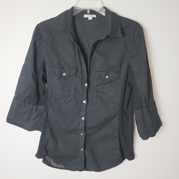 Standard James Perse Contrast Panel Button Shirt - Picture 2 of 9